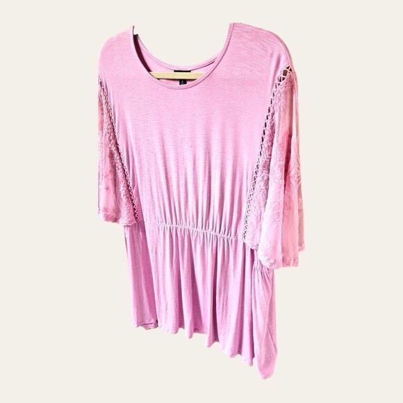 TORRID NEW PLUS SIZE Knit Crew Neck Lace Dolman Sleeves Babydoll Top 4X - Picture 5 of 16